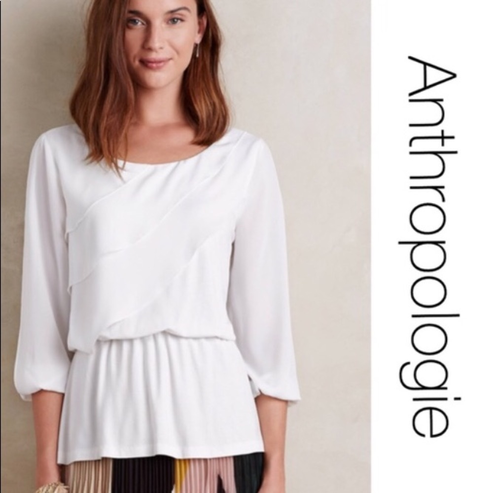 Anthropologie Deletta White Blouse